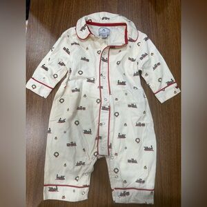 Petite Plume Holiday Journey Cotton Blend Romper ~Sz. 3/6M